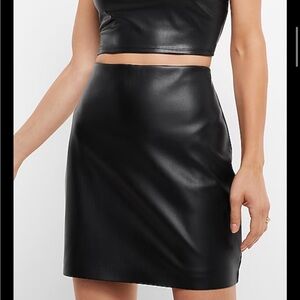 Express Black Vegan Leather Mini Skirt